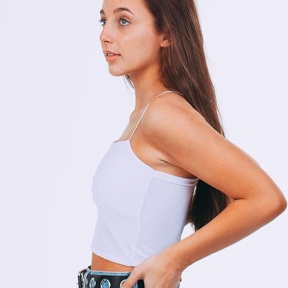 NWT Emma Chamberlain White Velvet Crop Top - Picture 3 of 5